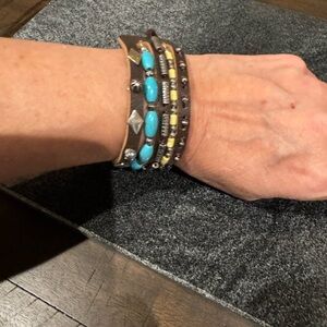 Turquoise and Brown Multi-Row Leather Wrap Bracelet - Women Jewelry